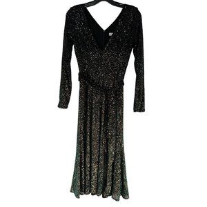 Dress The Population Sequin‎ Black Daphne Fit and Flare Midi Dress Gown XS/Small